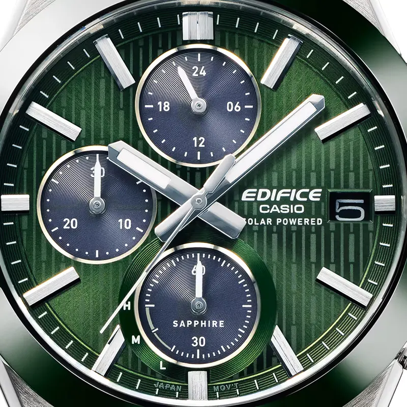 Casio Edifice Chronograph Solar Powered Green Dial Men's Watch- EFS-S650D-3A